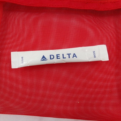 2 Delta Airline Travel Flight Empty Bags Brown Zippered Bag - Picture 8 of 11