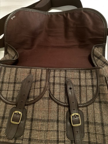 Barbour Messenger Fly Fishing Tarras Bag Brown Tweed Missing Plastic Liner - Picture 4 of 8