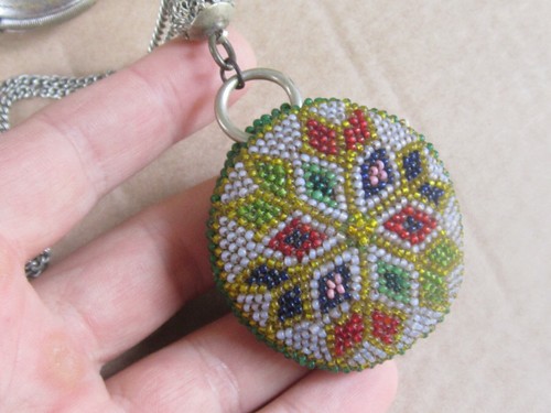 Antique Оttoman Pocket Watches Glass Bead Beaded Purse, Case Holder -19c. - Picture 8 of 9