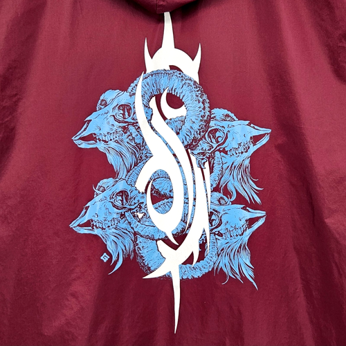 Slipknot 2019 Bravado Full Zip Windbreaker Hooded Jacket Burgundy Men's Medium - Imagen 3 de 10