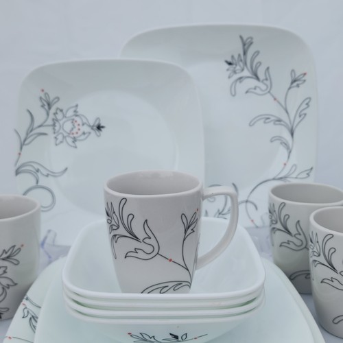 ♻️ Corelle Royal Lines quadratisches 16-teiliges Geschirrset, 4 Gedecke  - Bild 2 von 9