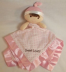 Kids Preferred Little Brown Haired Girl Pink Hearts Security Lovey