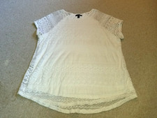 Womens Top-CHAPS RALPH LAUREN-ivory cotton blend sheer lace tunic lined ss-2X