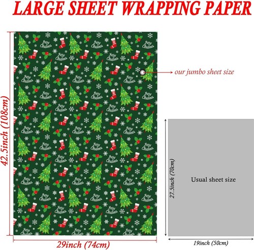 Papel de envolver de Navidad con gnomo, reno, oso polar, 43 x 29 pulgadas 6 rollos - Imagen 3 de 4