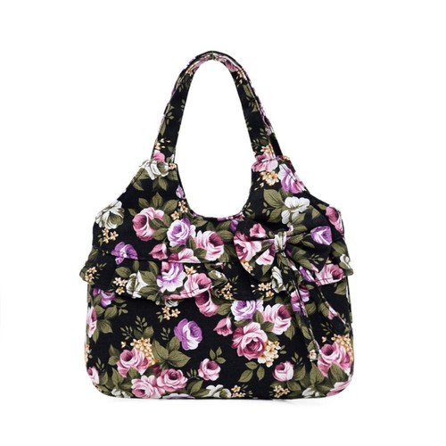 Women Canvas Handbag Retro Small Canvas Bag New Bow Shoulder Bag - Picture 9 of 16