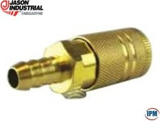 1/4" Brass Industrial Air Coupler, Quick Connect x 1/4" Hose Barb, Jason QCH04B