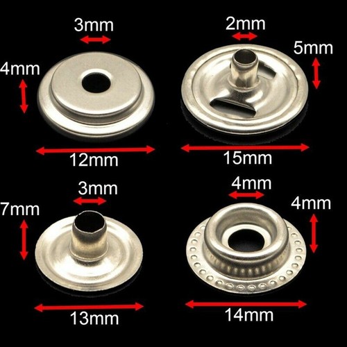 Heavy Duty Stainless Steel Snap Stud Buttons for Marine Boats 72Pcs - Picture 8 of 12