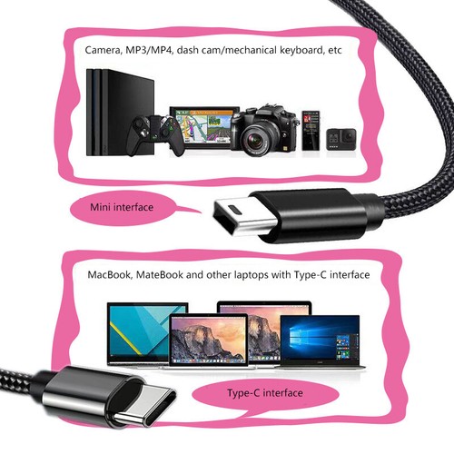 Type-c To Mini USB Data Cable Charging Cable Suitable For Camera Hard Drive - 第 10/18 張圖片