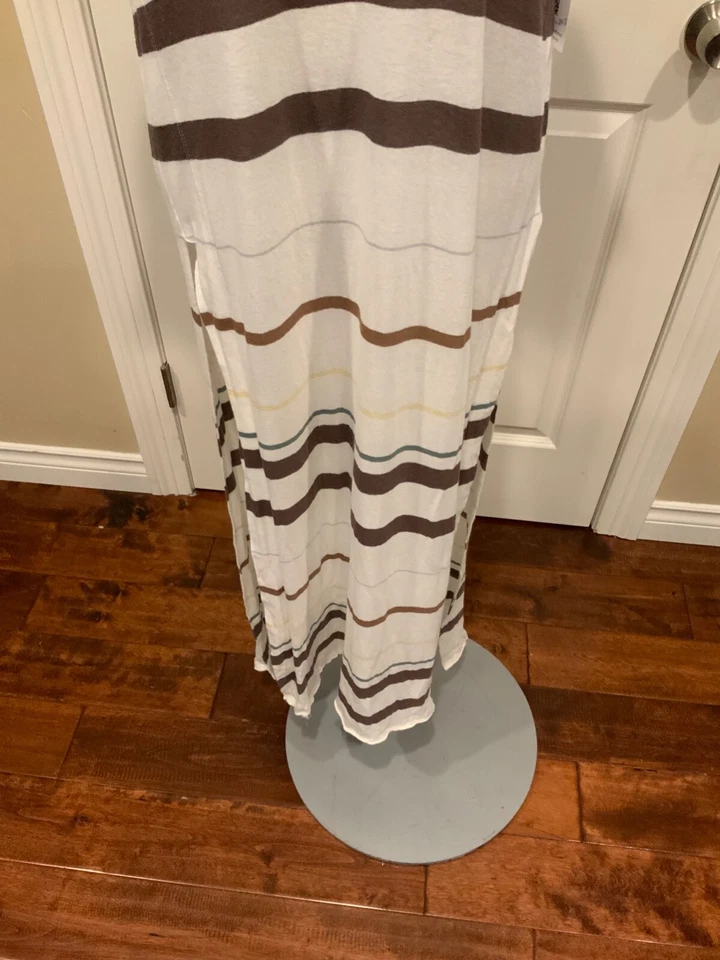 Free People White Maxi Dress W/ Multicolor Stripes, Size Small - Image 3 of 4
