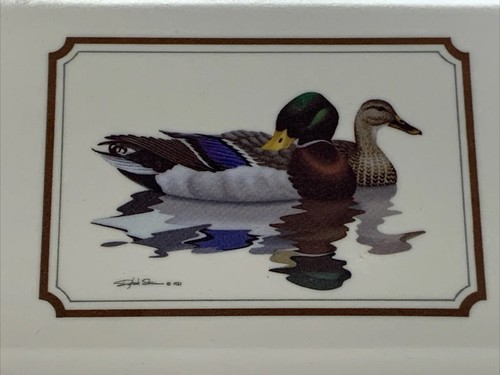 Bandeja de baratija vintage Richard Sloan Duck Mallard estampado plato melamina - Imagen 2 de 6