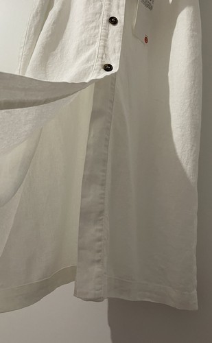 ABITO CAMICIA ZARA MISTO LINO ECRÙ MANICHE CORTE CON CINTURA INTRECCIATA TAGLIA M NUOVO CON ETICHETTE - Foto 9 di 11