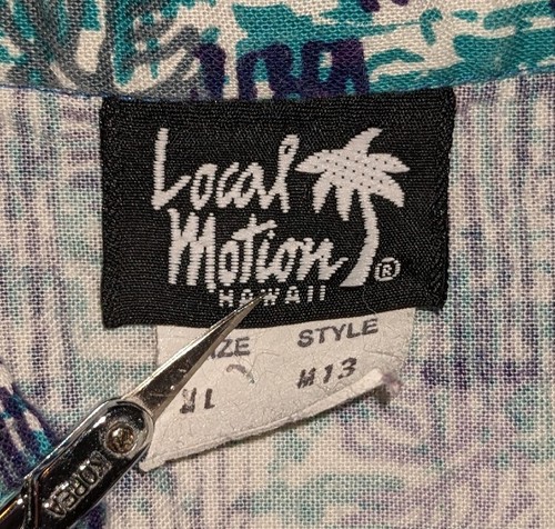 VTG 80s 90s Local Motion Mens SS Abstract Print Hawaiian Button Up Shirt M/L EUC - Picture 6 of 10