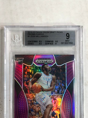 ZION WILLIAMSON 2019-20 Prizm Draft Picks PURPLE PRIZM RC! BGS MINT 9! SUB 9.5's - Picture 2 of 3