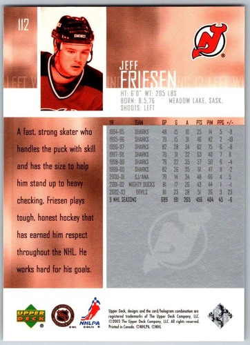 2003-04 Upper Deck UD Hockey Base Cards (1-200) - U-Pick From List - Picture 223 of 399