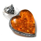 Natural Baltic Amber Gemstone Handmade 925 Sterling Silver Pendant 2.01" z479
