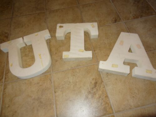 LOT OF 3 STYROFOAM 12" LETTERS **U T A** GREAT FOR CRAFTS..COLLEGE..SCHOOL.. - Picture 2 of 2