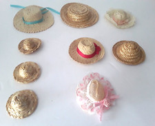 Vintage Doll Lot 8 Straw Hats Small Size  Medium Sizes