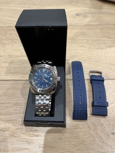 Mens Vostok Amphibia Blue Dial Automatic Watch SCUBA DUDE (20 ATM) | Box, Strap
