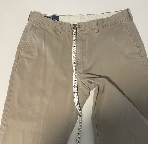 Polo Ralph Lauren pantaloni chino kaki uomo 36x30 beige Preston 100% cotone preppy - Foto 9 di 11