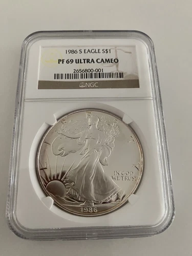 1986 S PROOF SILVER EAGLE NGC PF69 ULTRA CAMEO