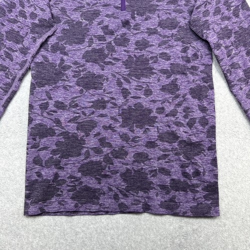 Athleta Top Women Medium Purple Momentum Floral 1/2 Zip Yoga Casual Active Thumb - Picture 5 of 12