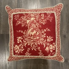 Sherry Kline PCHF Home Decor 18” Pillow French Country Chic Shabby Toile Center