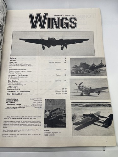 Wings Magazine October 1976 Vol 6 No 5 P-61 Black Widow Sentry - Picture 2 of 3