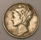 1939 D Mercury Winged Head Dime 10 Cents Silver Coin XF