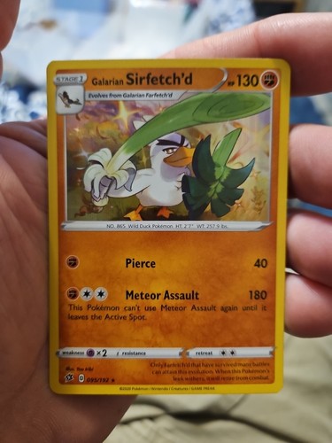 Pokemon TCG Rebel Clash Card | Galarian Sirfetch'd 095/192 Rare Holo - Picture 2 of 2