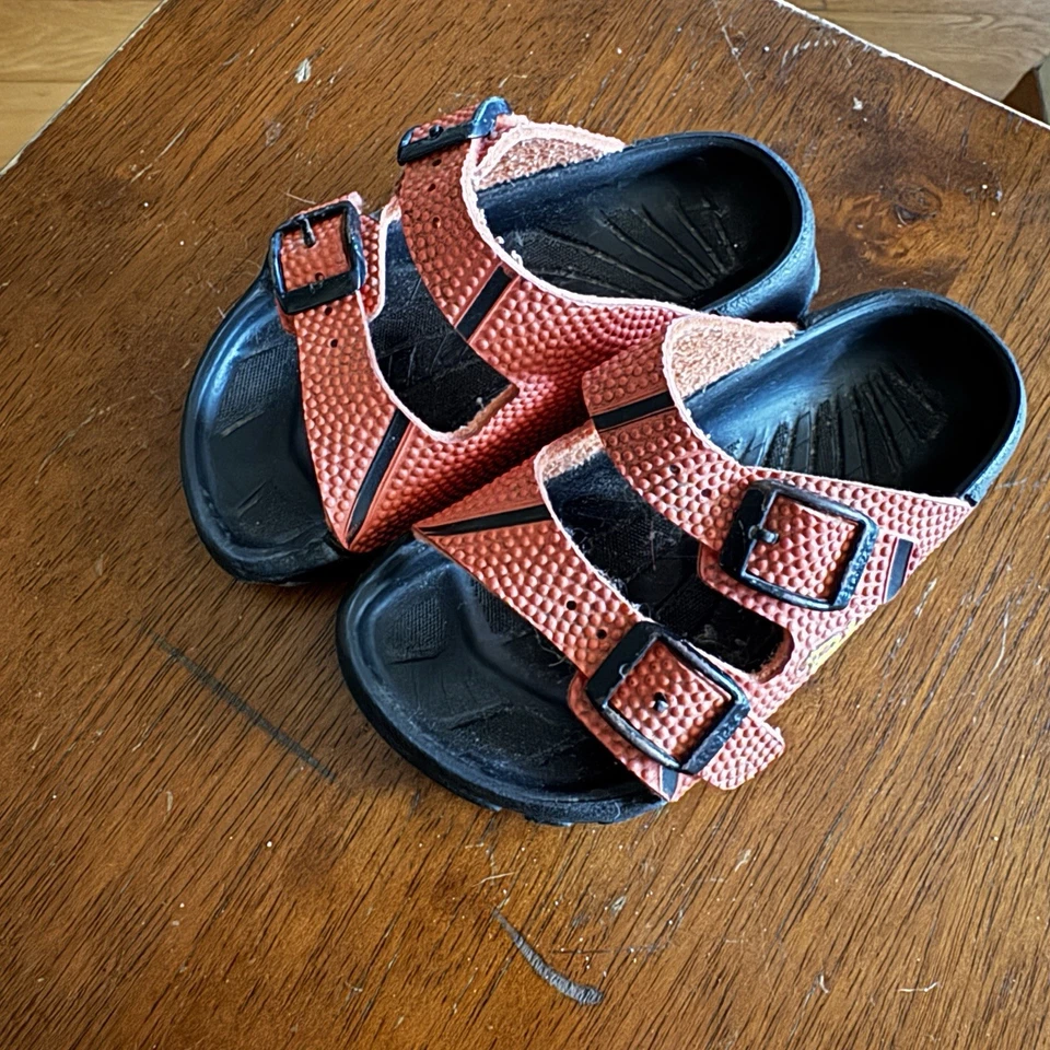 Birkenstock Youth Birki’s Vegan Barbados Strappy Sandal Orange Black Size 6-6.5 - Image 2 of 4