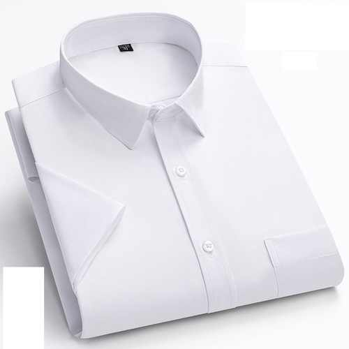 Camicie eleganti uomo maniche corte formali seta ghiaccio senza ferro elastico camicie casual - Foto 11 di 32