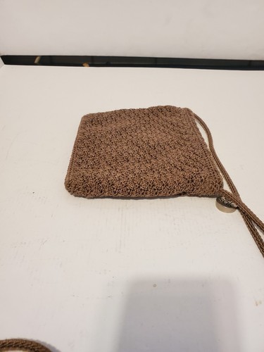 THE SAK Brown Crochet Knit Bag Charm Card Pocket Crossbody Shoulder Bag Purse - Picture 8 of 19