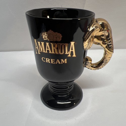 Gold Color African Elephant Handle Amarula Cream Footed Mug Ceramic Vintage - Picture 1 of 5