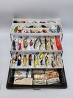 Huge Lot of Vintage Bass Fishing Lures in Tackle Box - Heddon Rapala Bomber