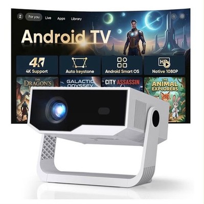 2026 Smart Projektor integrierte Apps, Android TV, unterstützt 4K/Native 1080P