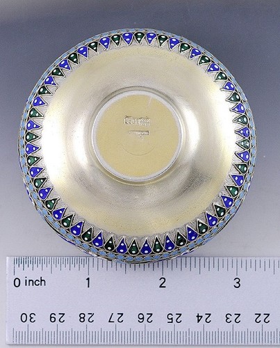 Ovchinnikov 1891 Russian 88 Tazón Cloisonne Plata Dorada - Imagen 6 de 7