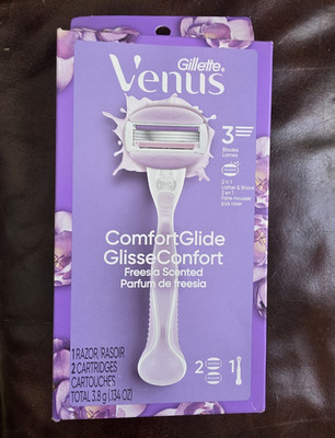 Gillette Venus ComfortGlide Freesia Scented 3-Blade Razor 1 Handle 2 Cartridges