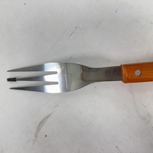 Mr. Bar-B-Q Finger Grip Fork Stainless Steel Wooden BBQ Grill Tool New - Picture 4 of 7