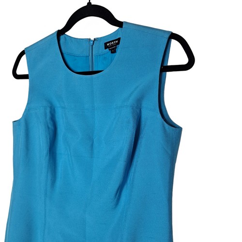 Worth New York Silk Shantung Dress Women 4 Sky Blue Sleeveless Business Career - Picture 3 of 14