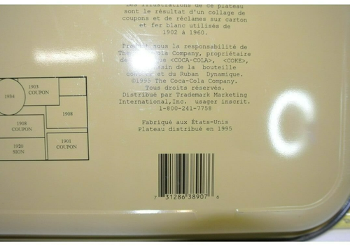 Coca Cola Werbung Blech Tablett Coke 19" x 9" 1902-1960 - Replik 1995 Vintage - Bild 7 von 7