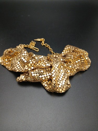 WHITENING AND DAVIS MESH BAGS goldtone handkerchief cut design mesh necklace - Picture 10 of 12