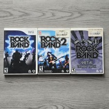 Nintendo Wii Rock Band Lot of 3 Games Rock Band Metal Track Pack Rock Band 1 + 2