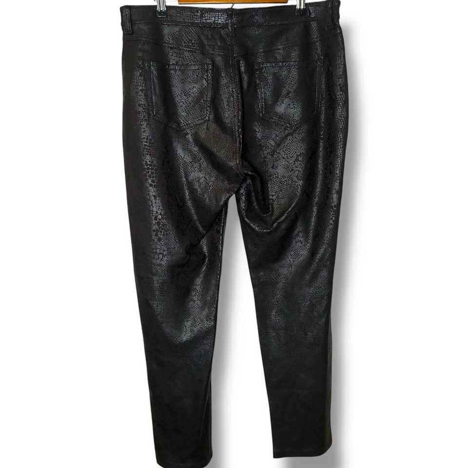 Pantalones Chico’s Imitación Cuero Reptil Talla 2.5 (14) Espresso Elastizados Adelgazantes Legging Foto 3 de 4