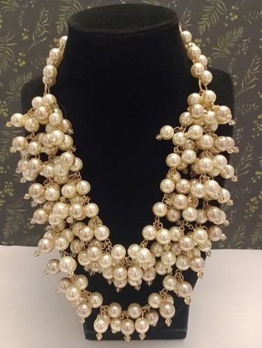 Stella & Dot Chunky Necklace Multi Strand Faux Pearl - Picture 7 of 7