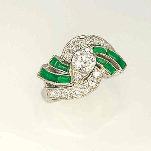 OOAK Antique Colombian Emerald OEC Diamond Ring Art Deco Platinum Engagement - Picture 8 of 11