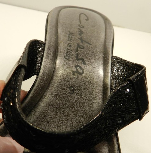 ITALY CONTESSA BLACK SANDALS SZ-9 HEEL-3 3/4"h Patent Leather - Picture 9 of 9