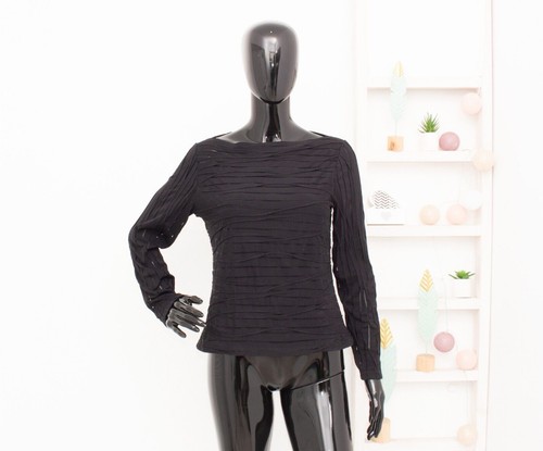 Camicia top semi trasparente Anne Fontaine Paris blusa nera onde... - Foto 1 di 10