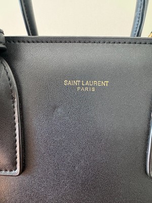 Saint Laurent Sac de Jour Baby Black Leather Tote Bag Gold Hardware Italy