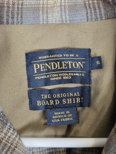 Pendleton The Original Board Shirt Mens Small Brown Gray Blue Plaid Wool Lined - Picture 3 of 7