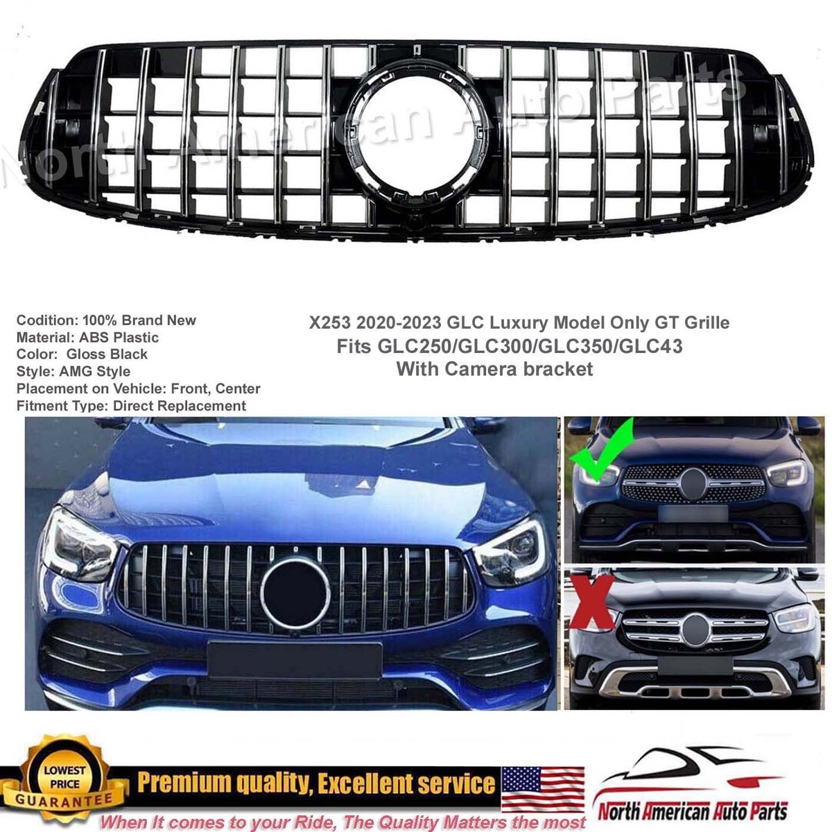 GLC GT Black-Chrome Grille X253 GTR 2020 2021 2022 GLC43 Luxury